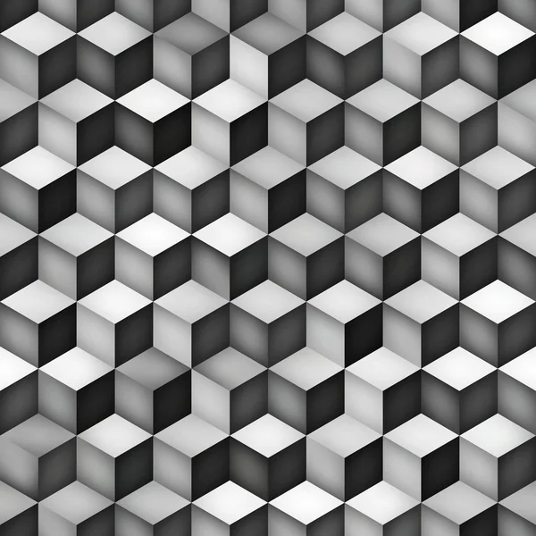 Vector naadloze Greyscale kleurovergang Kubusvorm Rhombus raster geometrische patroon — Stockvector