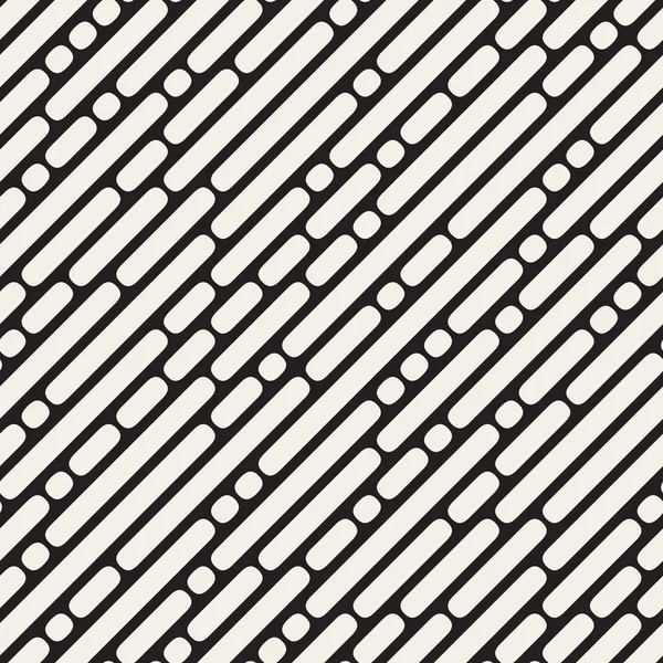 Padrão de linhas diagonais arredondadas preto e branco sem emenda do vetor —  Vetores de Stock
