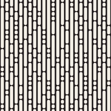 Vektör sorunsuz siyah ve beyaz düzensiz yuvarlak çizgi çizgi deseni