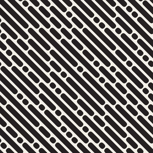 Vector naadloze zwart-wit patroon met diagonale lijnen afgerond — Stockvector