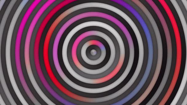 Animovaný vícebarevná růžové fialové proužky červené přechodu a kruhy smyčky. — Stock video