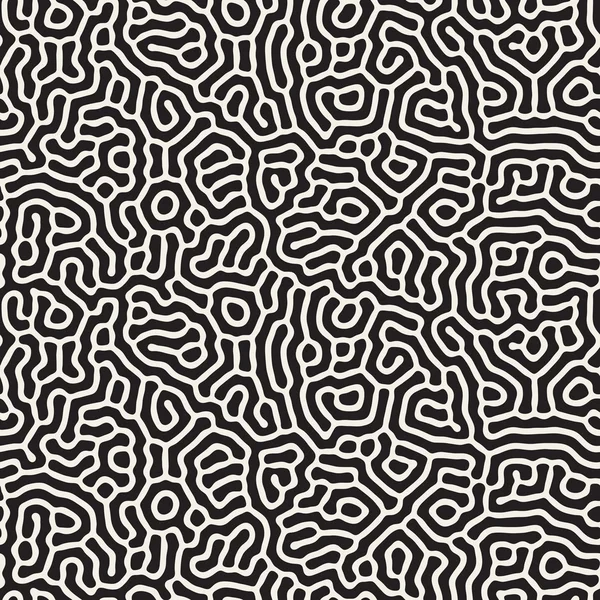 Vector Seamless Black and White Organic Lines Pattern — Stock Vector