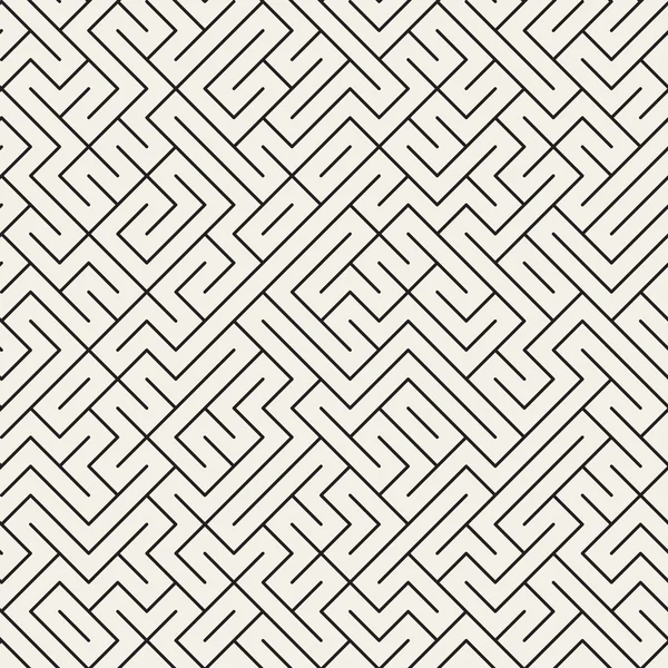 Vektor nahtlose schwarze und weiße dünne Linien unregelmäßige Labyrinth-Muster — Stockvektor