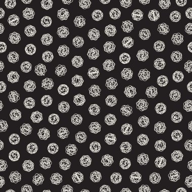 Vektör sorunsuz siyah ve beyaz karmakarışık el çizilmiş daireler desen