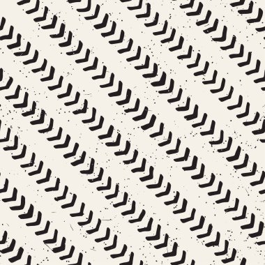 Elle çizilmiş geometrik dikişsiz desen. Tek renkli siyah beyaz mürekkep darbeleri. Soyut vektör arkaplan dokusu.