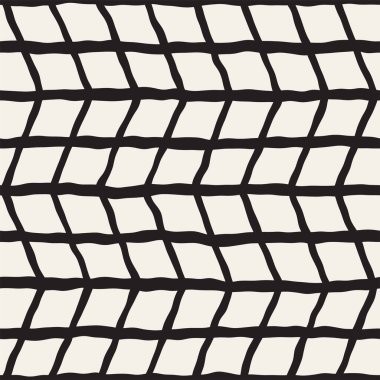 Elle çizilmiş geometrik dikişsiz desen. Tek renkli siyah beyaz mürekkep darbeleri. Soyut vektör arkaplan dokusu.