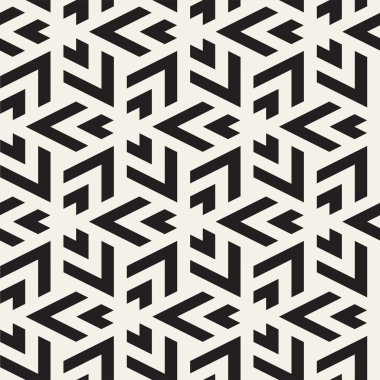Vektör kusursuz desen. Geometrik siyah beyaz çizgiler tekrarlanıyor. Soyut kafes arkaplan tasarımı.