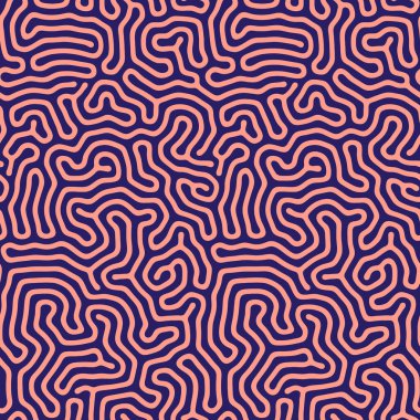 Vektör kusursuz desen. Soyut organik şekiller, doku. Düzgün doğal labirenti olan tek renkli fayanslı bir arka plan. Moda kaotik yüzey deseni tasarımı.