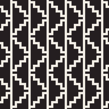 Vektör kusursuz desen. Etnik stil soyut doku. Çizgili elementlerden geometrik fayanslar tekrarlanıyor