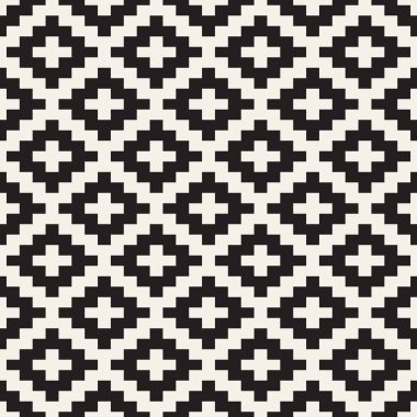 Vektör kusursuz desen. Etnik stil soyut doku. Çizgili elementlerden geometrik fayanslar tekrarlanıyor