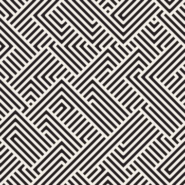Vektörsüz mozaik çizgiler. Modern stil soyut doku. Çizgili elementlerle geometrik fayanslar tekrarlanıyor
