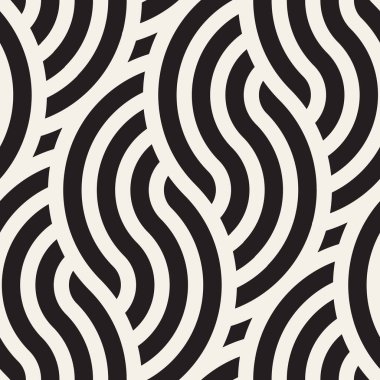 Vektör kusursuz desen. Soyut arka plan tekrarlanıyor. Siyah ve beyaz geometrik tasarım. Modern stil dokusu.