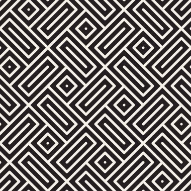 Vektör kusursuz desen. Soyut arka plan tekrarlanıyor. Siyah ve beyaz geometrik tasarım. Modern stil dokusu.