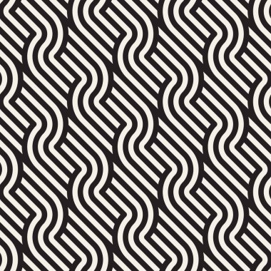 Vektör kusursuz desen. Soyut arka plan tekrarlanıyor. Siyah ve beyaz geometrik tasarım. Modern stil dokusu.