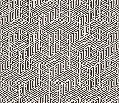 Vektör kusursuz desen. Modern stil soyut doku. Çizgili elementlerden geometrik fayanslar tekrarlanıyor