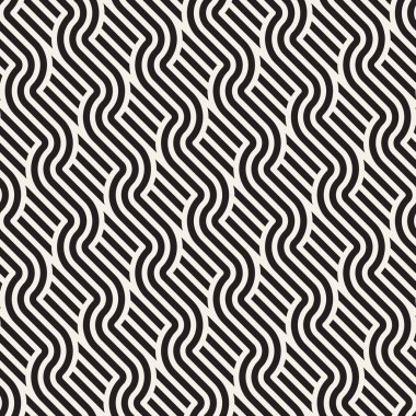 Vektör kusursuz desen. Soyut arka plan tekrarlanıyor. Siyah ve beyaz geometrik tasarım. Modern stil dokusu.