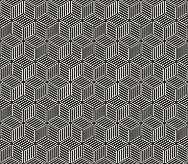 Vektör kusursuz soyut desen. Modern stil çizgili kafes dokusu. Altıgen çizgi elementleri ile geometrik fayanslar tekrarlanıyor.
