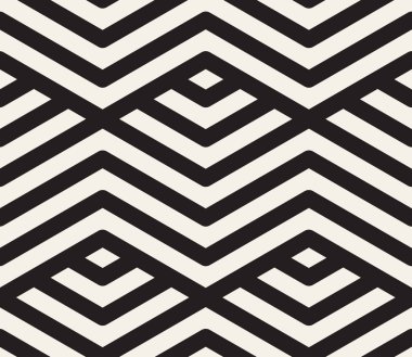 Vektör kusursuz desen. Soyut arka plan tekrarlanıyor. Siyah ve beyaz geometrik kafes tasarımı. Modern stil dokusu.