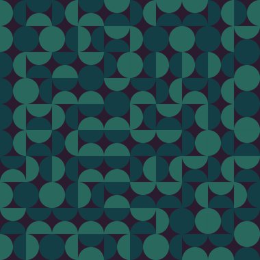 Vektör sorunsuz koyu yeşil geometrik yarım daire düzensiz blok Retro desen