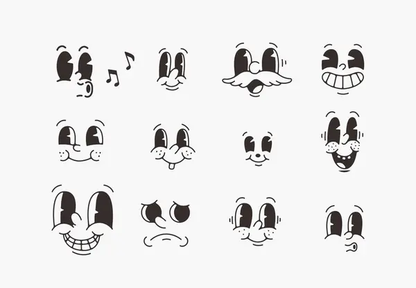 Maskot yüzler koleksiyon vektör illüstrasyonu