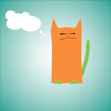 Beyaz arka plan vektör memnun kedi