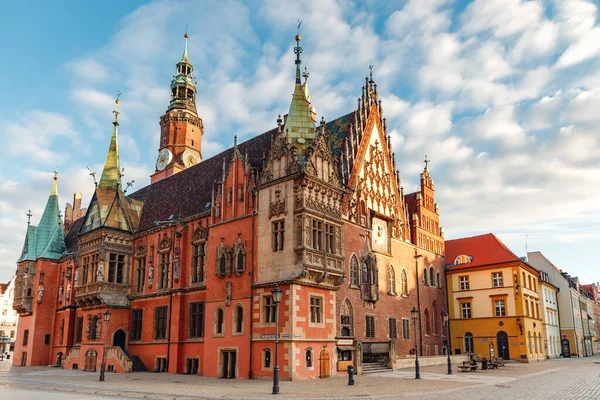Reggeli Kilátás Látnivalók Város Wroclaw Lengyelországban Tavasszal — Stock Fotó