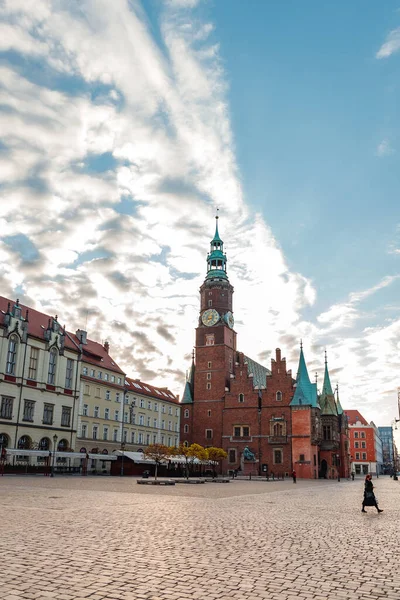 Reggeli Kilátás Látnivalók Város Wroclaw Lengyelországban Tavasszal — Stock Fotó