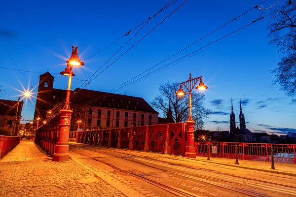 Πρωινό Άποψη Των Αξιοθέατων Της Πόλης Του Wroclaw Στην Πολωνία — Φωτογραφία Αρχείου