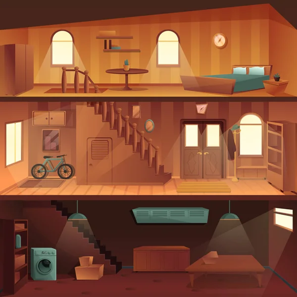 çok katlı karikatür evi, vektör illüstrasyonu