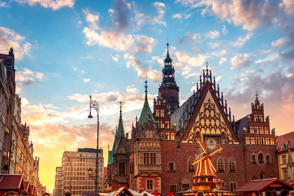 Wroclaw Város Esti Utcái Lengyelországban — Stock Fotó