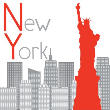 New York Anıtı arka planda, vektör illustratio