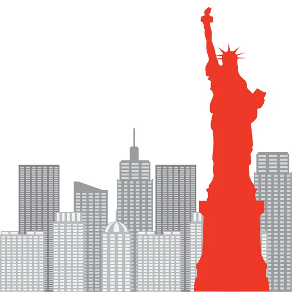 Estatua de la Libertad de Nueva York en el fondo, ilustración vectorial — Vector de stock