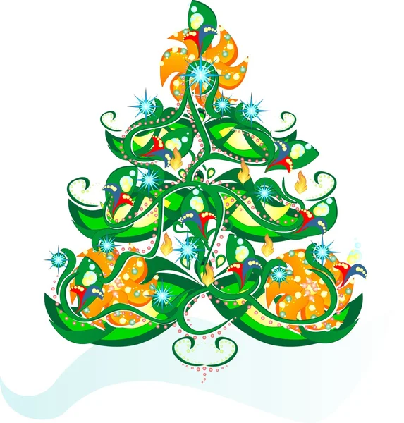 明るい緑のクリスマスツリー — ストックベクタ