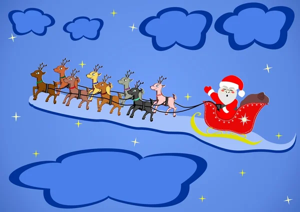 Santa Claus is flying sleigh — Stock Vector