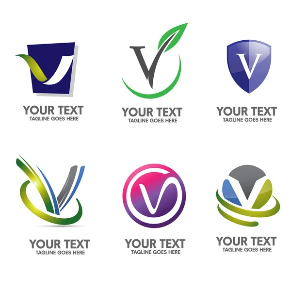 Elegant letter v logo vector set — Stock Vector