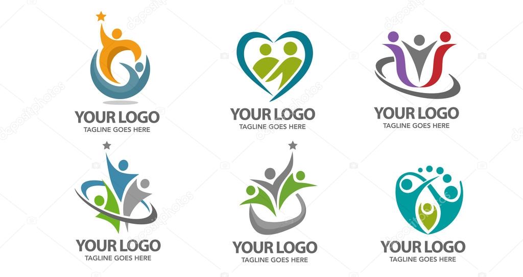 Simple concept for colorful community people logo