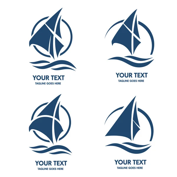 Elegant sailing boat logo vector set — Stock Vector