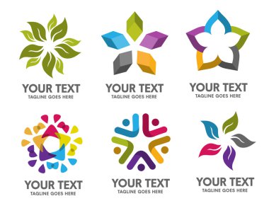 Yaratıcı soyut yıldız nesne Vektör Simgeler koleksiyonu