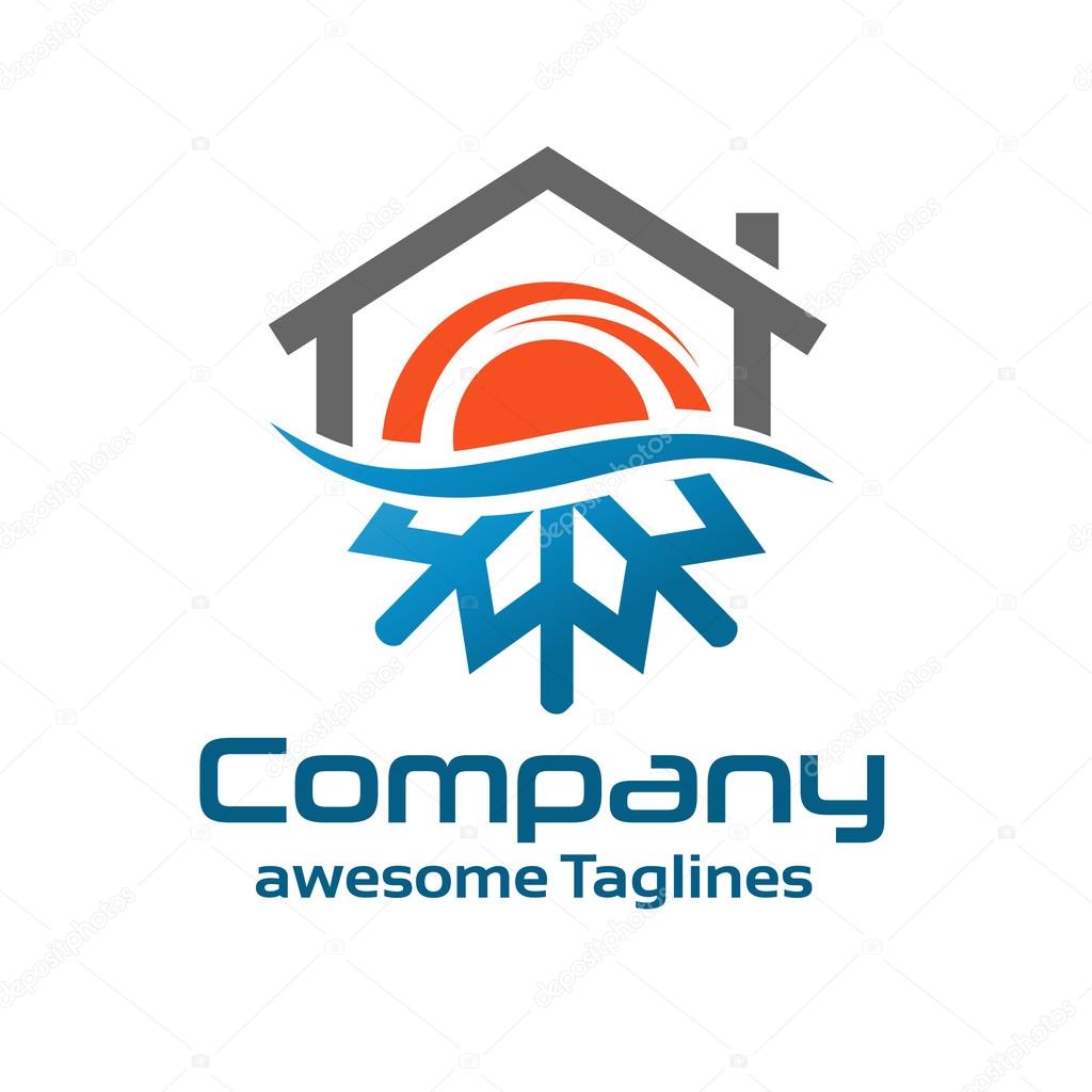 Hot And Cold Symbol with roofing logo concept