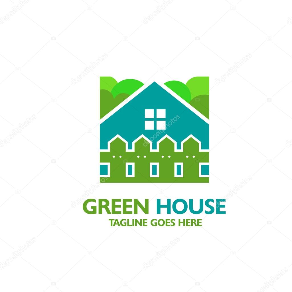 House icon with fence and tree background