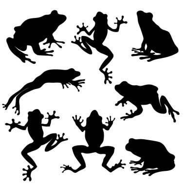 Frog silhouettes set. clipart