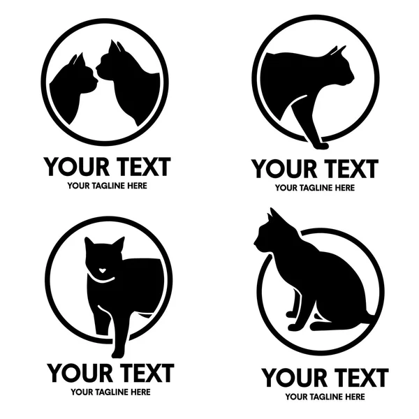 Cat silhouettes vector logo set. — Stock Vector