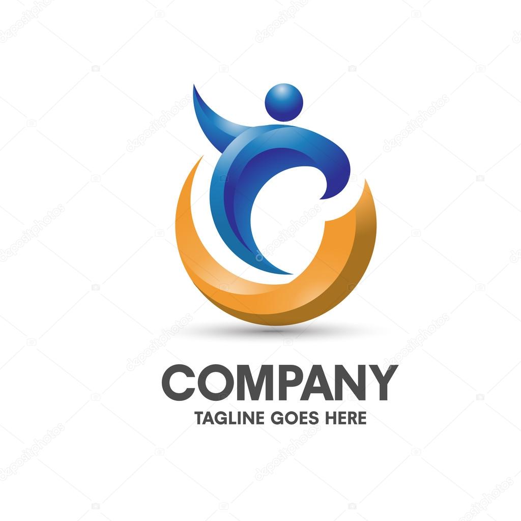 Modern and elegant 3d concept of coaching health and fitness logo