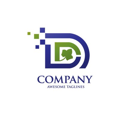 Modern mektup ile logo vektör yaprak d