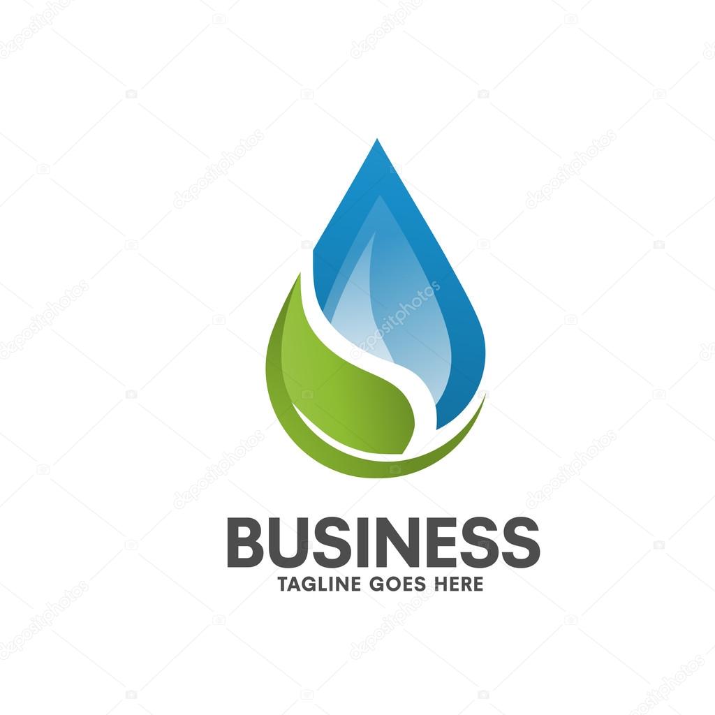 Pure Natural Healthy water leaf logo concept