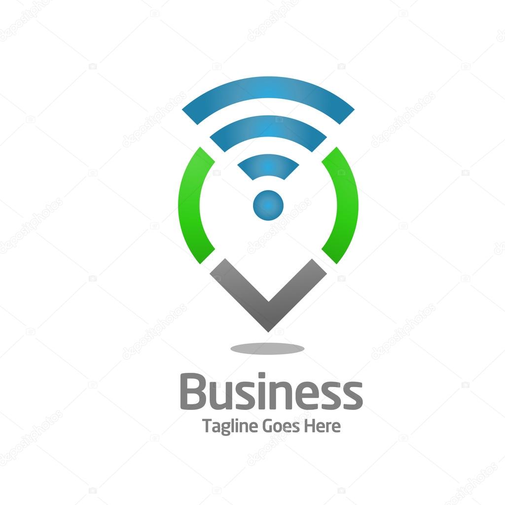 Modern local business with WiFi concept logo