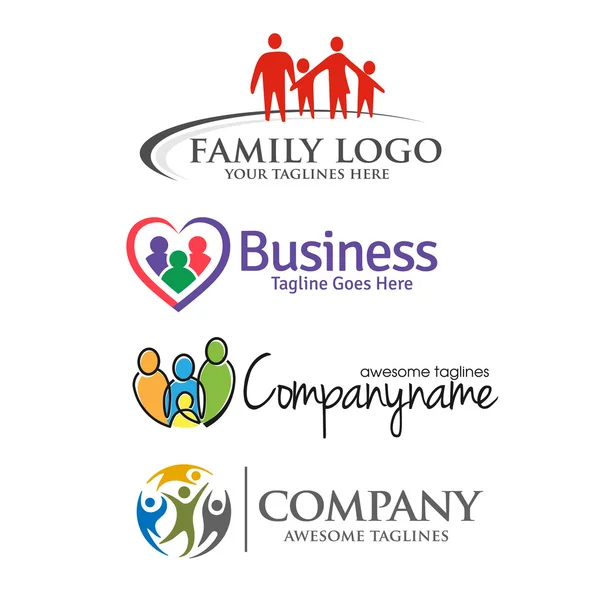 Familienpflege und Liebe Logo Set — Stockvektor