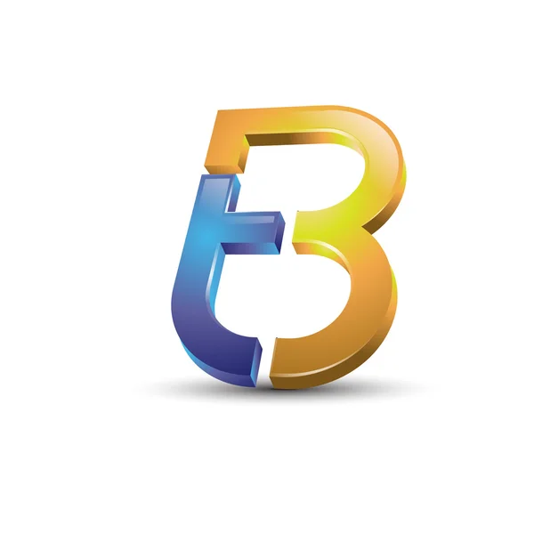 Carta TB 3d estilo logo vector — Vector de stock