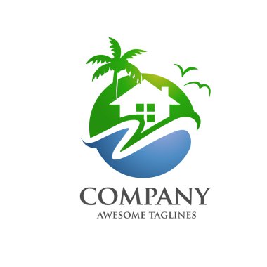 Modern yeşil gayrimenkul, otel, deniz logo köyünde
