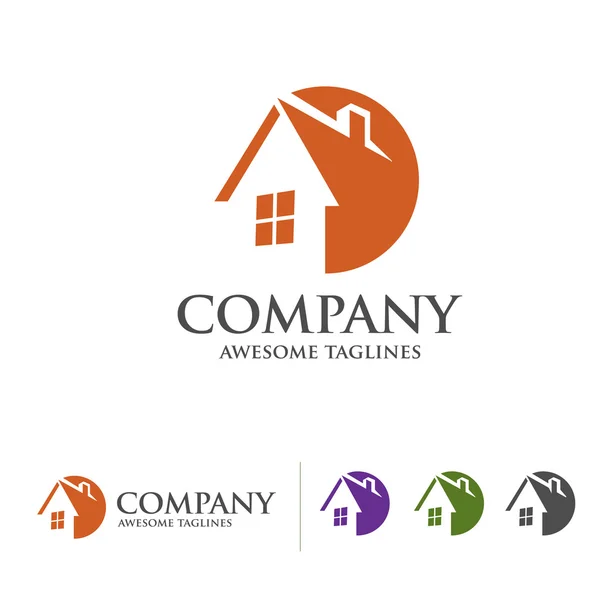 Haus und Immobilien-Logo mit Kreisstilkonzept — Stockvektor